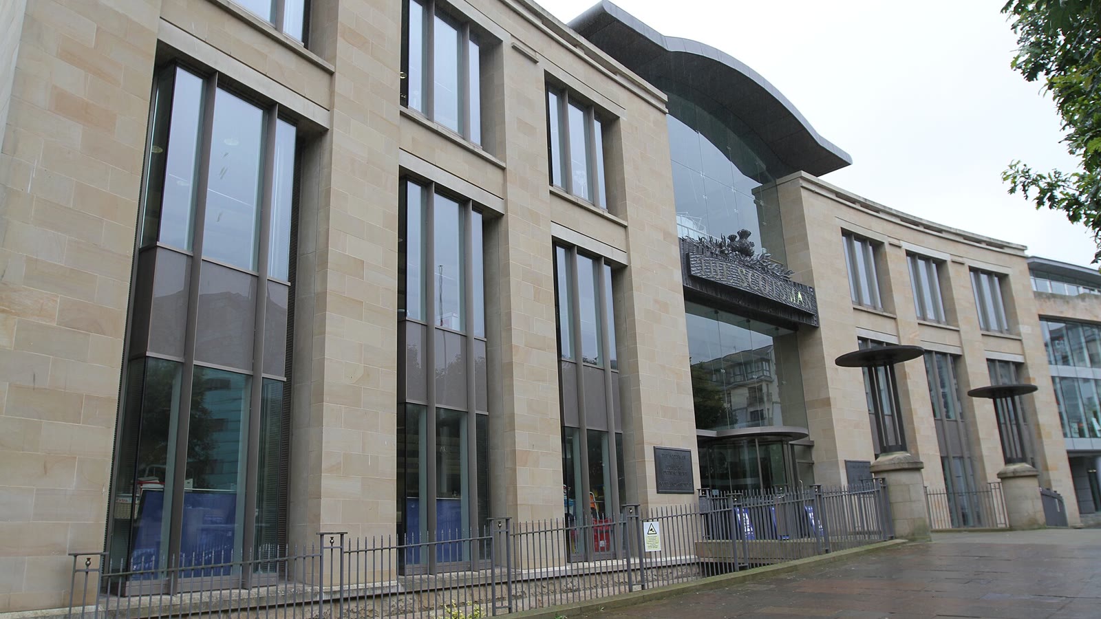 Light stone office building on Holyrood Road, Edinburgh