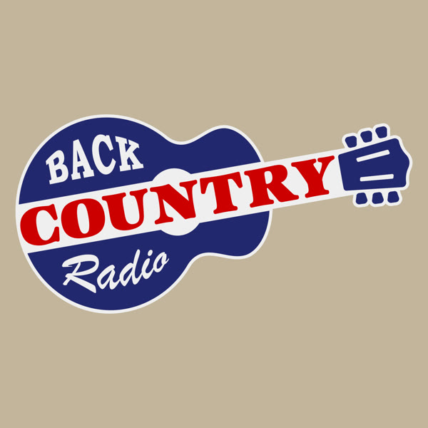 Back Country Radio logo, shaped like a guitar