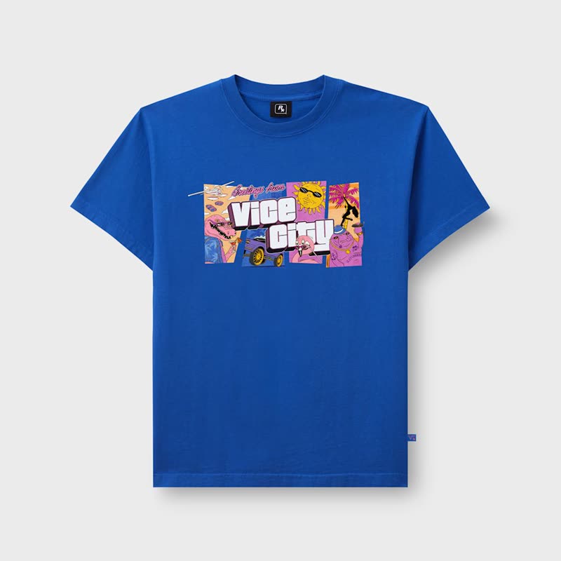 Camiseta azul con el diseño Goodtime State de Vice City