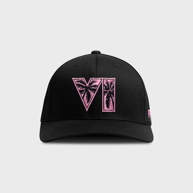 Gorra negra con el VI en rosa