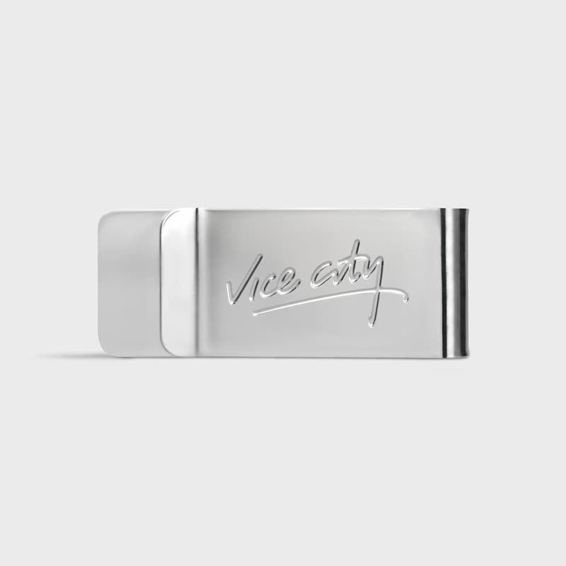 Pinza para billetes metálica con la firma Vice City